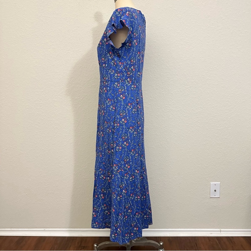LOFT Blue Floral Pattern Dress - Picture 7 of 9